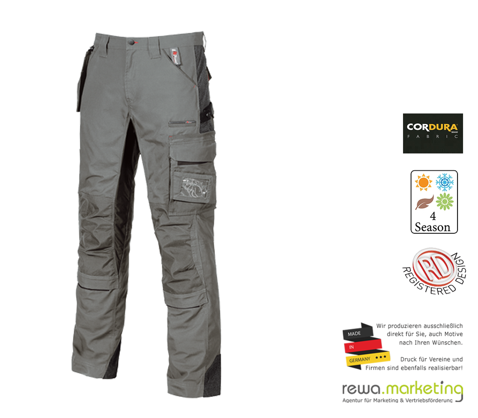 U.Power Arbeitshose Modell RACE - Stone Grey